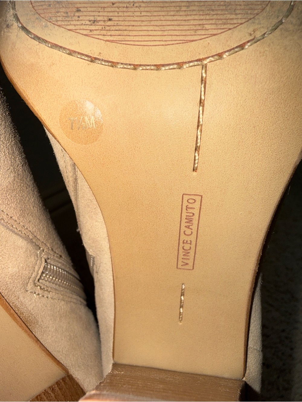 Vince Camuto Derika Knee High Pointed-Toe Suede Boots in Beige - Picture 6 of 8